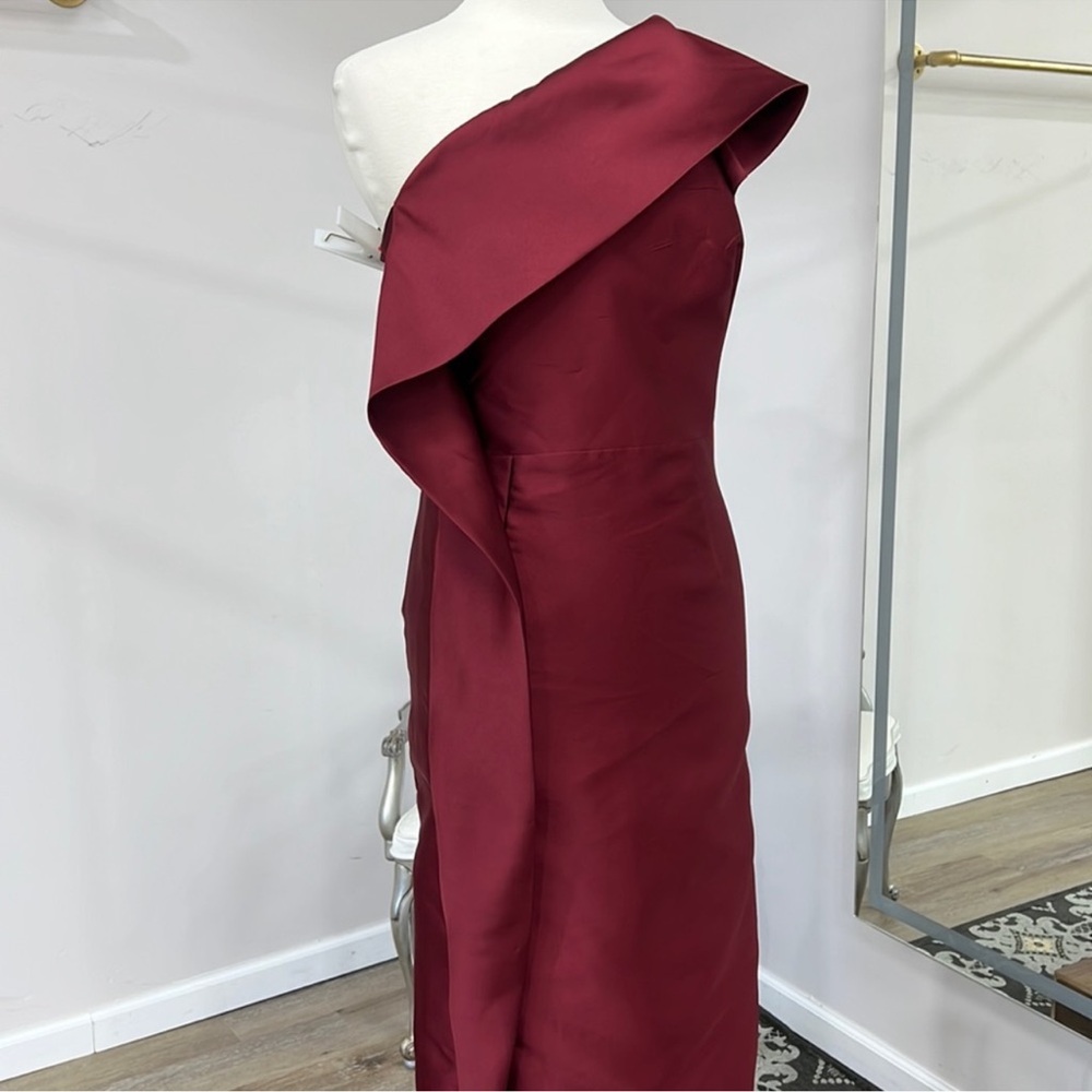 Monique Lhuillier Red Asymmetrical One-Shoulder Cocktail Dress